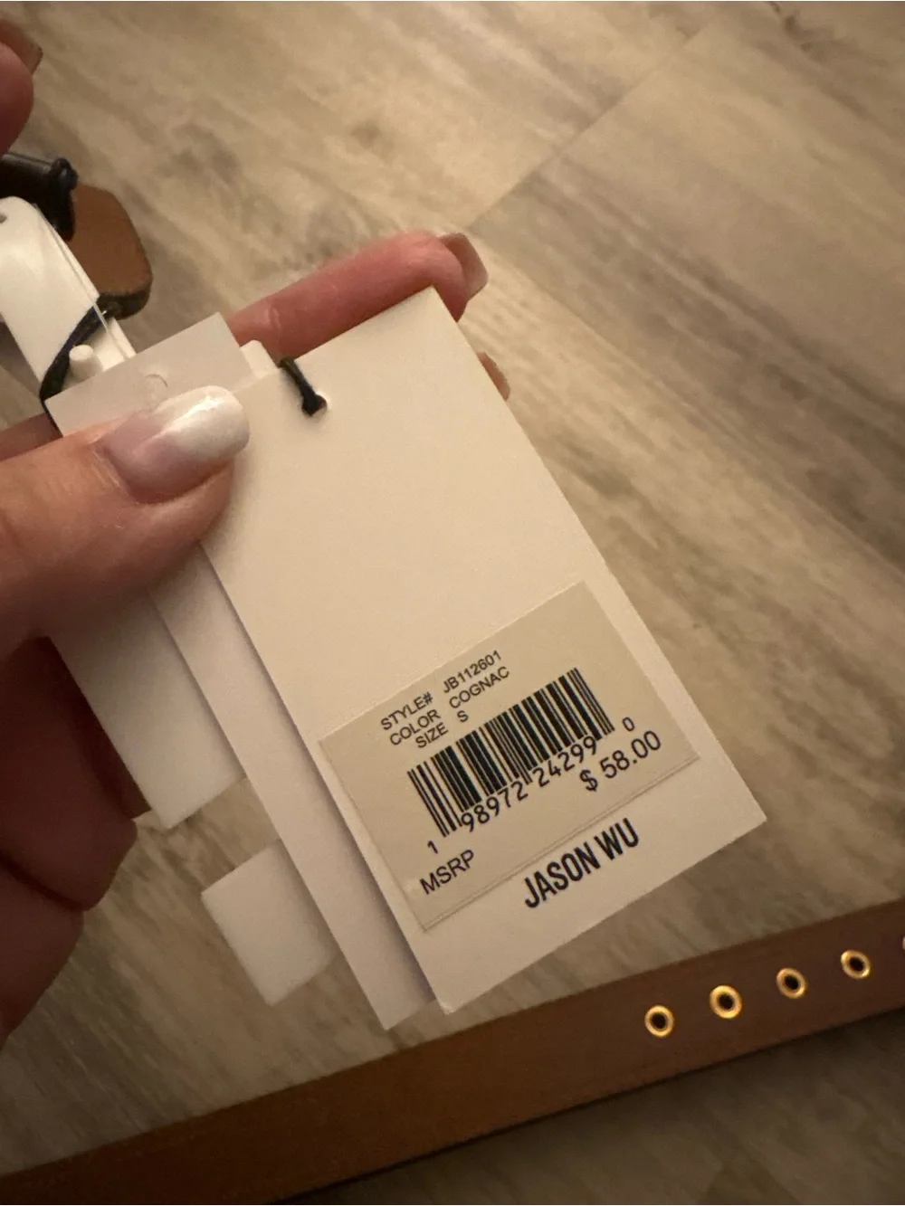 Jason Wu JB112601 White Brown Cognac Belt NWT Small